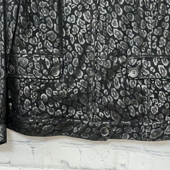 TONI MORGAN Women’s Black Cheetah Print Jacket Size Small Shoulder Pads Vintage - Picture 5 of 15
